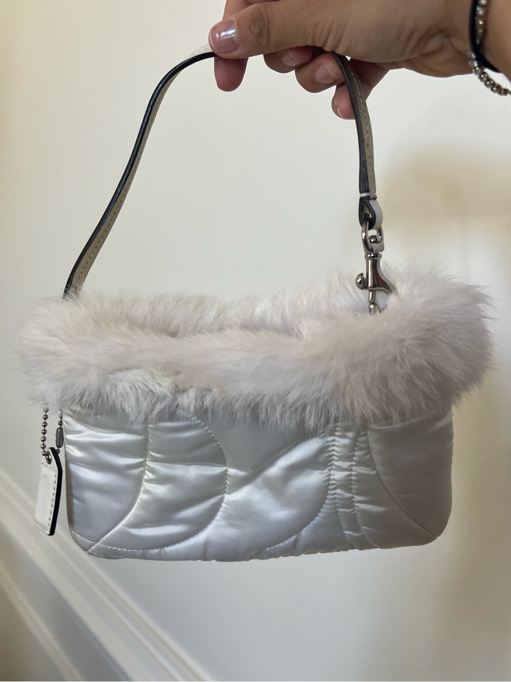 Vintage Coach Rabbit Fur Trim Wristlet